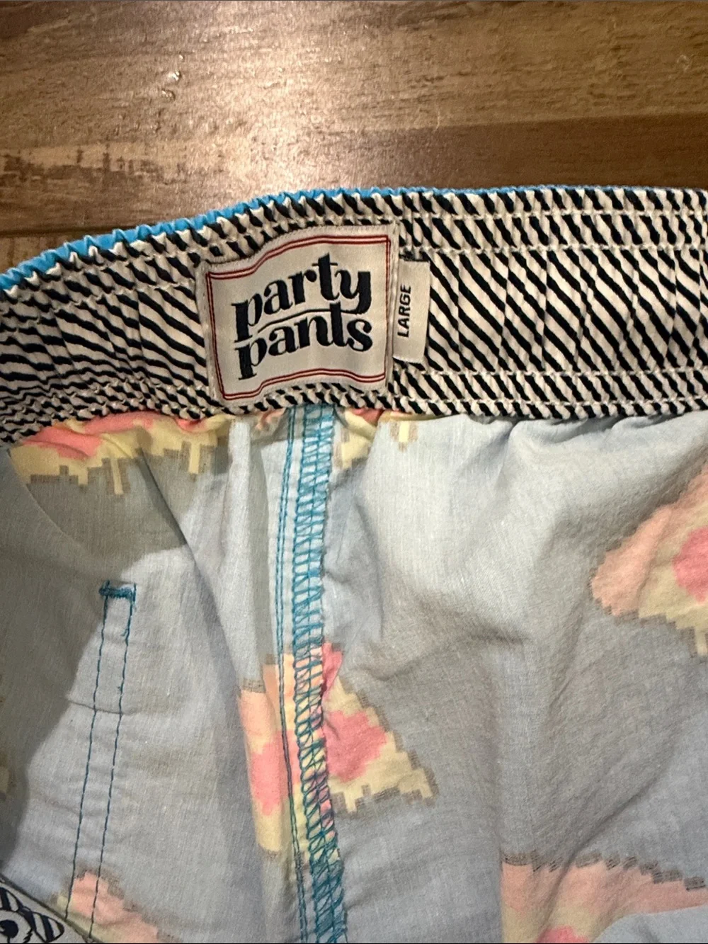 Party pants Bright Blue Pizza-Print‎ Swim Trunks